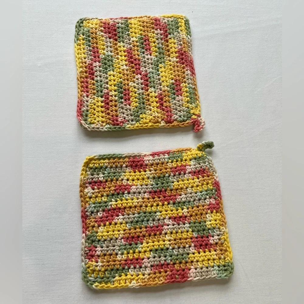 2 Hand Crocheted pot holders‎ or Trivets
